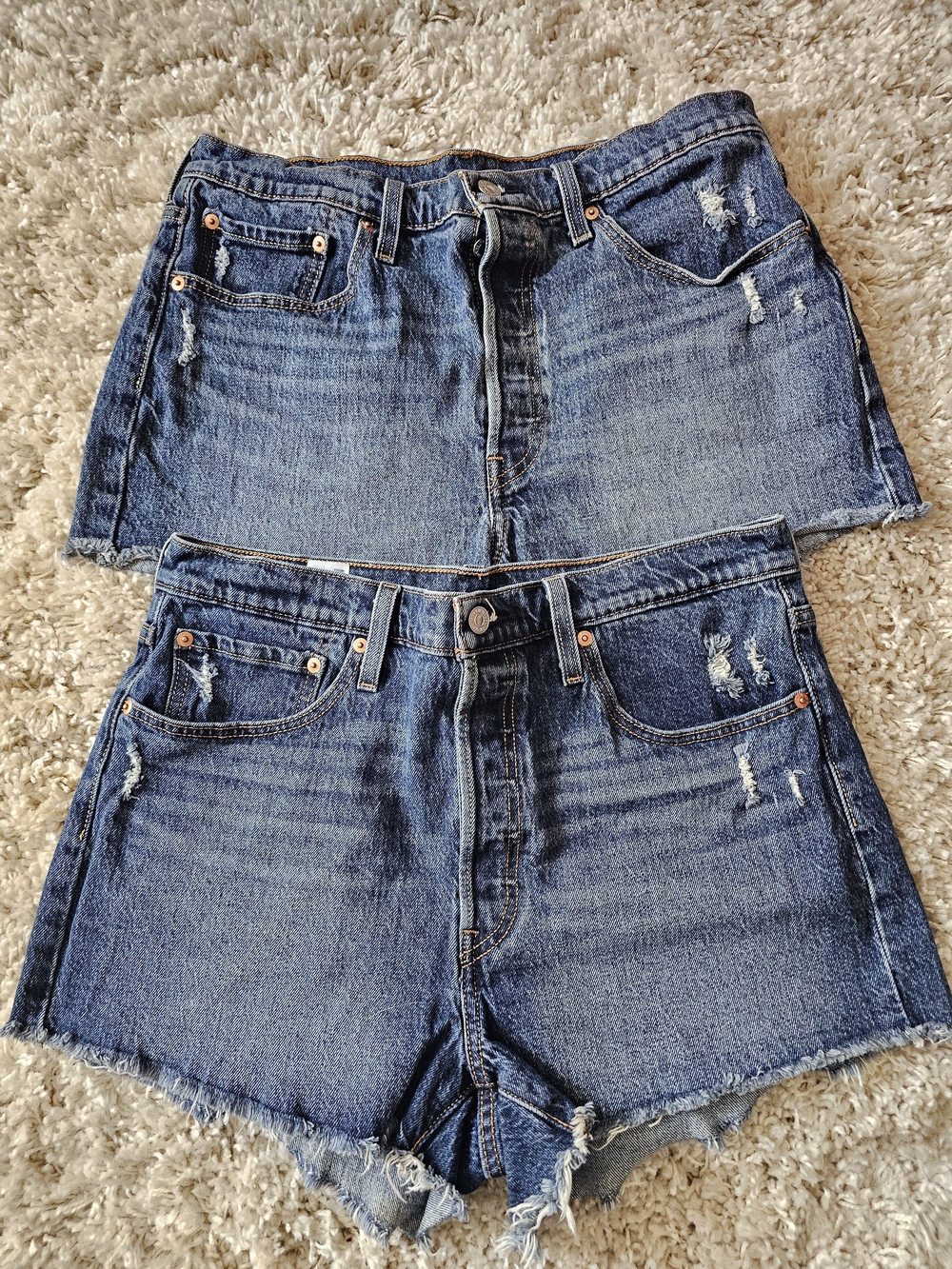 Levi's Blue Distressed Denim Cutoff Shorts Duo